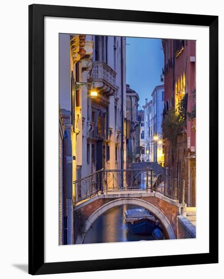 Venice, Veneto, Italy. View over a bridge and a canal at dusk.-ClickAlps-Framed Photographic Print