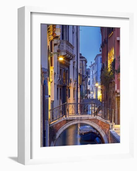 Venice, Veneto, Italy. View over a bridge and a canal at dusk.-ClickAlps-Framed Photographic Print