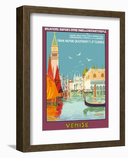 Venice (Venise), Italy - Venetian Grand Canal - Fast Train Daily-Geo Dorival-Framed Art Print