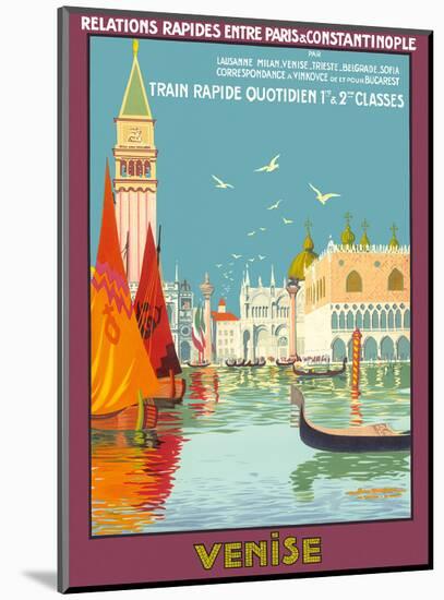 Venice (Venise), Italy - Venetian Grand Canal - Fast Train Daily-Geo Dorival-Mounted Art Print