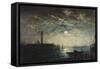 Venise et le Campanile au clair de lune-Félix Ziem-Framed Stretched Canvas
