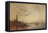 Venise, la Giudecca au crépuscule-Félix Ziem-Framed Stretched Canvas