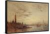 Venise, la Giudecca au crépuscule-Félix Ziem-Framed Stretched Canvas