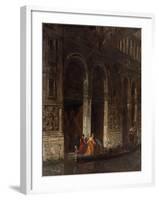 Venise, sortie du palais des Doges sous le Pont des Soupirs-Felix Ziem-Framed Giclee Print