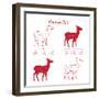 Venison Meat Cut Diagram Scheme-ONiONAstudio-Framed Premium Giclee Print