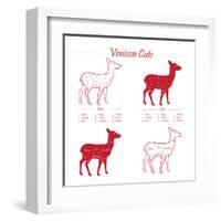 Venison Meat Cut Diagram Scheme-ONiONAstudio-Framed Art Print