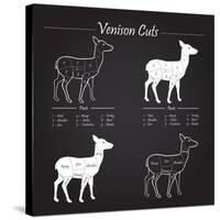 Venison Meat Cut Diagram Scheme-ONiONAstudio-Stretched Canvas