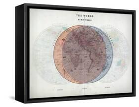 Venn Diagram of Humans - 1873, The World in Hemispheres Map-null-Framed Stretched Canvas