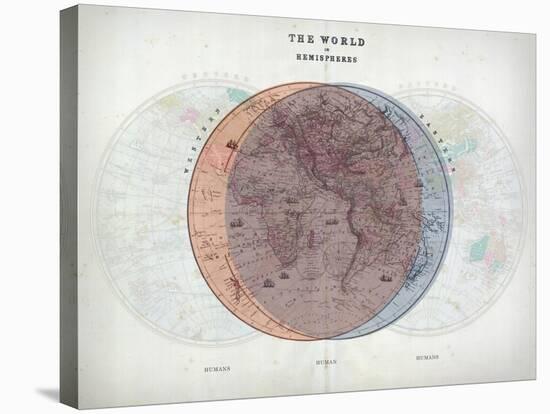 Venn Diagram of Humans - 1873, The World in Hemispheres Map-null-Stretched Canvas