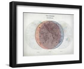 Venn Diagram of Humans - 1873, The World in Hemispheres Map-null-Framed Premium Giclee Print