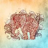 Tattoo Profile Elephant with Patterns and Ornaments-Vensk-Stretched Canvas