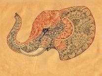 Tattoo Profile Elephant with Patterns and Ornaments-Vensk-Framed Art Print