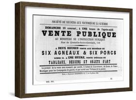 Vente Publique, from French Political Posters of the Paris Commune, May 1871-null-Framed Giclee Print