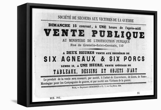 Vente Publique, from French Political Posters of the Paris Commune, May 1871-null-Framed Stretched Canvas