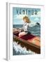 Ventnor, New Jersey - Boating Pinup Girl-Lantern Press-Framed Art Print