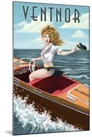 Ventnor, New Jersey - Boating Pinup Girl-Lantern Press-Mounted Art Print