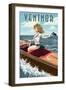 Ventnor, New Jersey - Boating Pinup Girl-Lantern Press-Framed Art Print