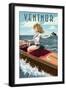 Ventnor, New Jersey - Boating Pinup Girl-Lantern Press-Framed Art Print