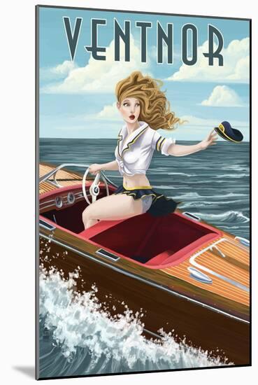 Ventnor, New Jersey - Boating Pinup Girl-Lantern Press-Mounted Art Print