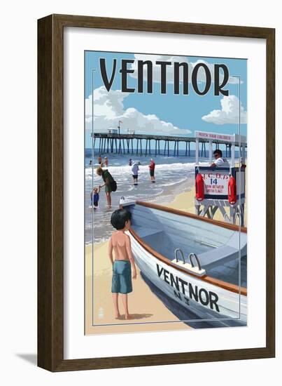 Ventnor, New Jersey - Lifeguard Stand-Lantern Press-Framed Art Print