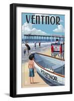 Ventnor, New Jersey - Lifeguard Stand-Lantern Press-Framed Art Print