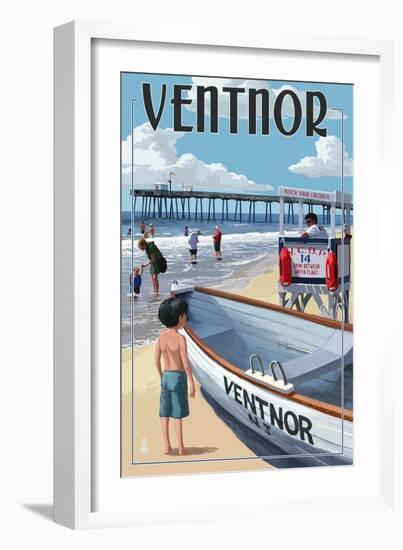 Ventnor, New Jersey - Lifeguard Stand-Lantern Press-Framed Art Print