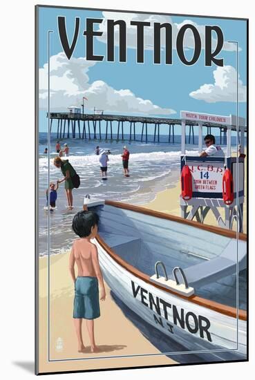 Ventnor, New Jersey - Lifeguard Stand-Lantern Press-Mounted Art Print