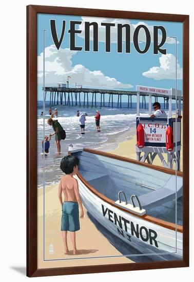 Ventnor, New Jersey - Lifeguard Stand-Lantern Press-Framed Art Print