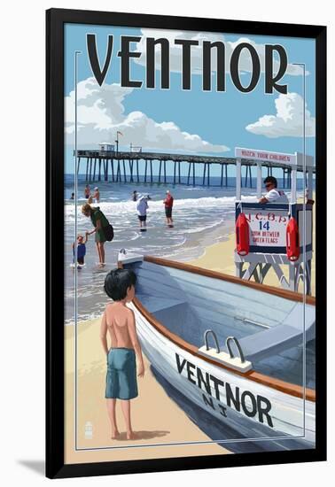 Ventnor, New Jersey - Lifeguard Stand-Lantern Press-Framed Art Print