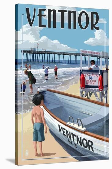 Ventnor, New Jersey - Lifeguard Stand-Lantern Press-Stretched Canvas