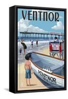 Ventnor, New Jersey - Lifeguard Stand-Lantern Press-Framed Stretched Canvas