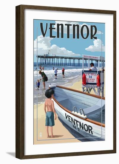 Ventnor, New Jersey - Lifeguard Stand-Lantern Press-Framed Art Print