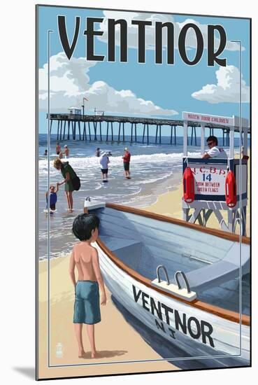 Ventnor, New Jersey - Lifeguard Stand-Lantern Press-Mounted Art Print