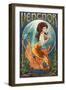 Ventnor, New Jersey - Mermaid-Lantern Press-Framed Art Print