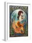 Ventnor, New Jersey - Mermaid-Lantern Press-Framed Art Print