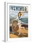 Ventnor, New Jersey - Pinup Girl Sailing-Lantern Press-Framed Art Print