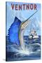 Ventnor, New Jersey - Sailfish Deep Sea Fishing-Lantern Press-Stretched Canvas