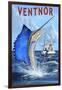 Ventnor, New Jersey - Sailfish Deep Sea Fishing-Lantern Press-Framed Art Print