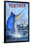 Ventnor, New Jersey - Sailfish Deep Sea Fishing-Lantern Press-Framed Art Print