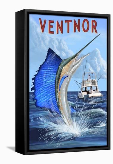 Ventnor, New Jersey - Sailfish Deep Sea Fishing-Lantern Press-Framed Stretched Canvas