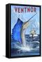 Ventnor, New Jersey - Sailfish Deep Sea Fishing-Lantern Press-Framed Stretched Canvas