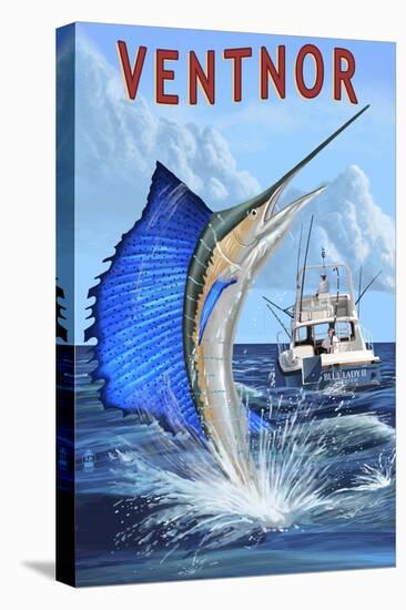 Ventnor, New Jersey - Sailfish Deep Sea Fishing-Lantern Press-Stretched Canvas