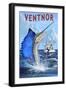 Ventnor, New Jersey - Sailfish Deep Sea Fishing-Lantern Press-Framed Art Print