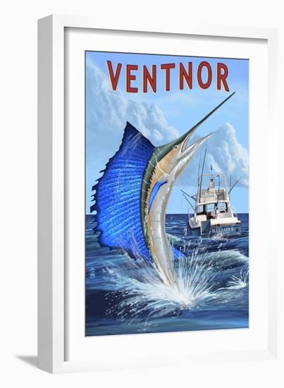 Ventnor, New Jersey - Sailfish Deep Sea Fishing-Lantern Press-Framed Art Print