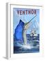 Ventnor, New Jersey - Sailfish Deep Sea Fishing-Lantern Press-Framed Art Print