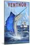 Ventnor, New Jersey - Sailfish Deep Sea Fishing-Lantern Press-Mounted Art Print