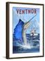 Ventnor, New Jersey - Sailfish Deep Sea Fishing-Lantern Press-Framed Art Print