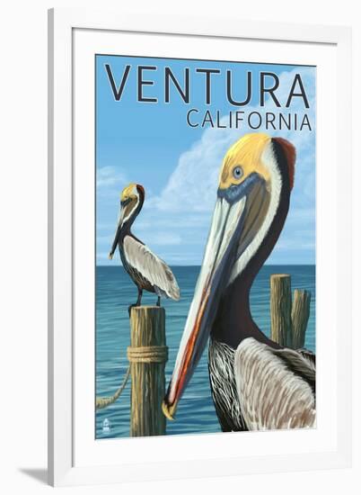 Ventura, California - Brown Pellican-Lantern Press-Framed Art Print