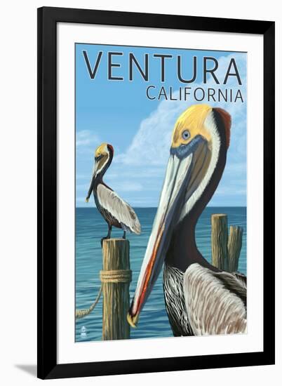 Ventura, California - Brown Pellican-Lantern Press-Framed Art Print