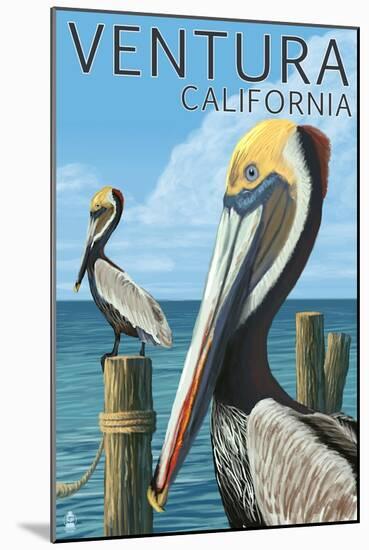 Ventura, California - Brown Pellican-Lantern Press-Mounted Art Print